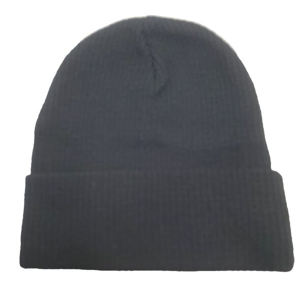 Flan Labs Dual Black Beanie Embroidered One Size Fits ALL 100% Cotton Knit NWT - Picture 2 of 7